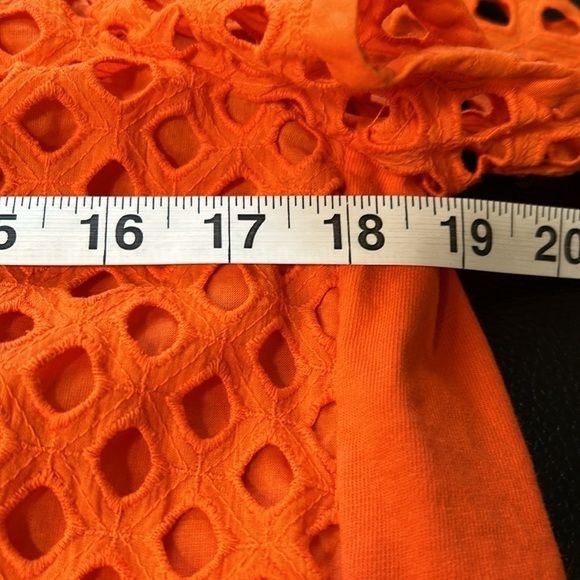 TORY BURCH Hermosa Eyelet Front Tee Embroidered Orange Flowy Sz 4 - Picture 14 of 16